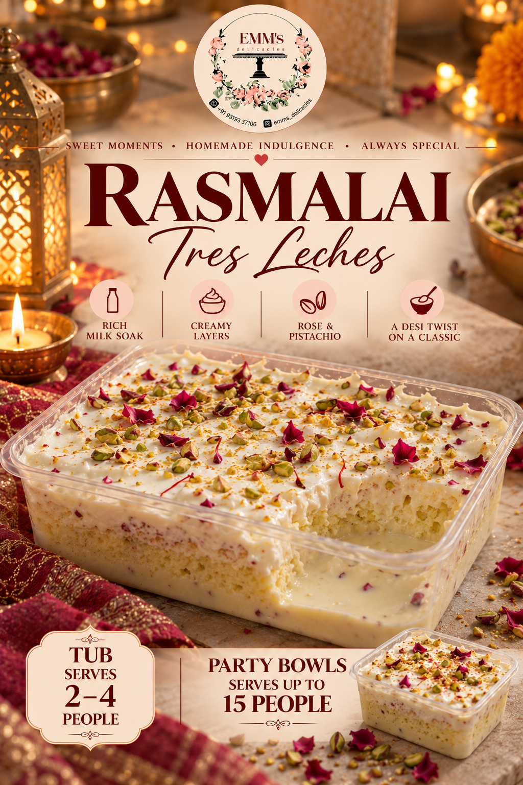 Rasmalai tres leches (eggless)