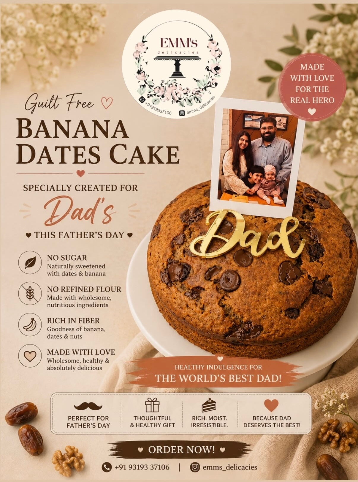 Guilt-Free Banana Dates cake