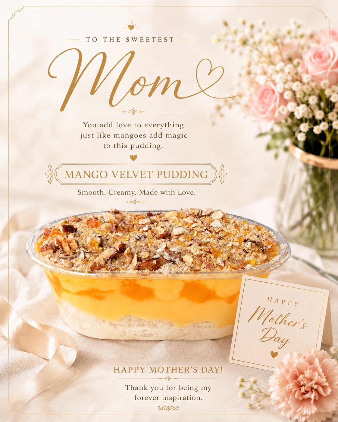 Mango velvet pudding